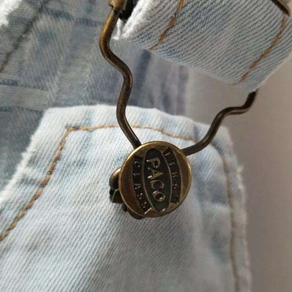 VINTAGE Handmade Baby Doll Jean Coveralls Patchwork Crop L - Picture 5 of 16